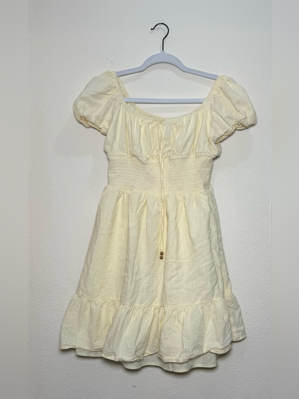 Lillusory Cream Puff Sleeve Mini Dress Medium Cottagecore